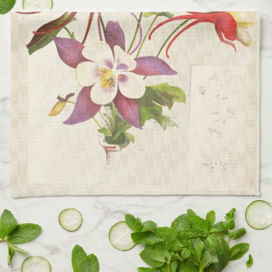 Blumen-Küchen-mit Blumentücher Columbines Geschirrtuch (Gefaltet)