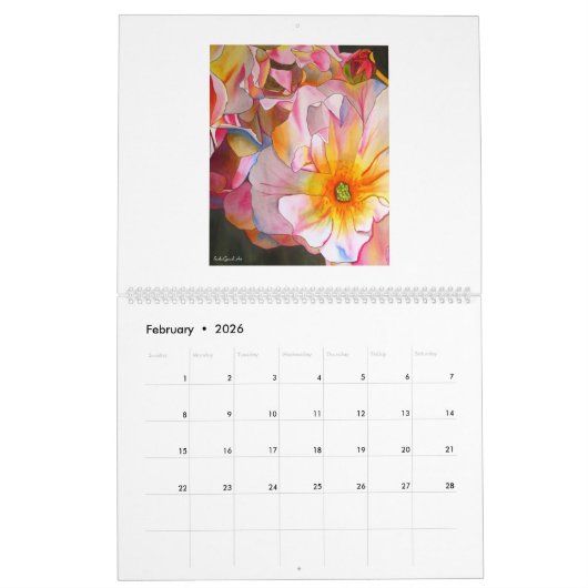 Blumen-Kunstkalender durch Sacha Grossel Kunst Kalender (Feb 2026)
