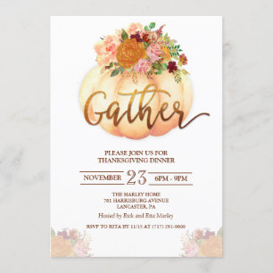 Blumen-Kürbis-Thanksgiving-Essen-Einladung Einladung