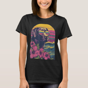 Blumen-Labrador-Surfer-Hibiskus-Blumen-Sommer T-Shirt