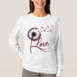 Blumen Langarm T-Shirt, Florales Oberteil T-Shirt