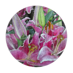BLUMEN/LAVENDEL-ROSA, ROSA UND GRÜNE FARBEN/ TAGLI SCHNEIDEBRETT