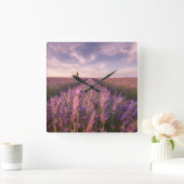 Blumen | Lavendel Südfrankreich Quadratische Wanduhr (Zuhause)