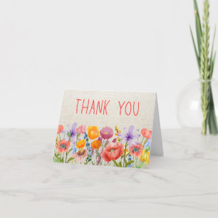 Blumen-Leinen Dankeschön - Innere Nachricht Dankeskarte