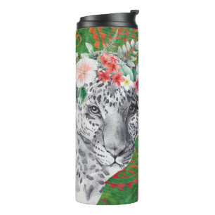 Blumen-Leopard-Dschungel-Batik Thermosbecher