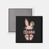 Blumen Leopard Oma Hase Frohe Ostern Frühling Magnet (Vorderseite/Rückseite)