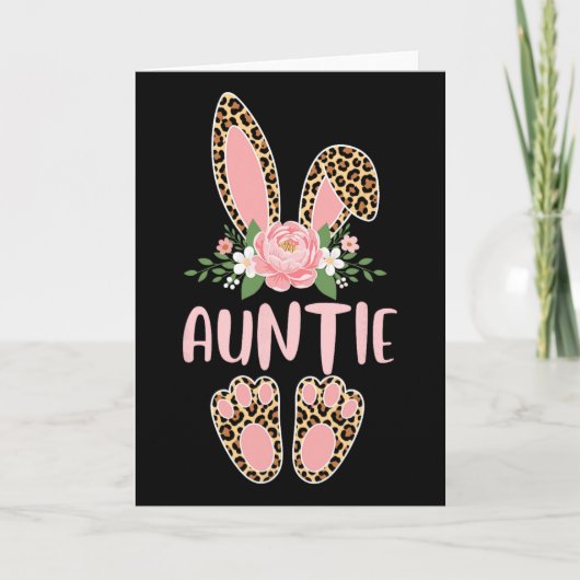 Blumen Leopard Tante Häschen Frohe Ostern Mutter Karte (Vorderseite)