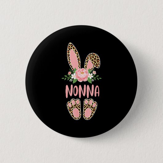 Blumen-Leoparden-Oma-Hase frohe Ostern Frühling Button (Vorderseite)