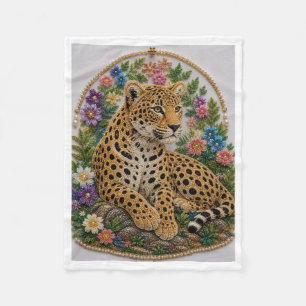 Blumen-Leoparden-Stickerei-Stil-Fleece-Decke Fleecedecke