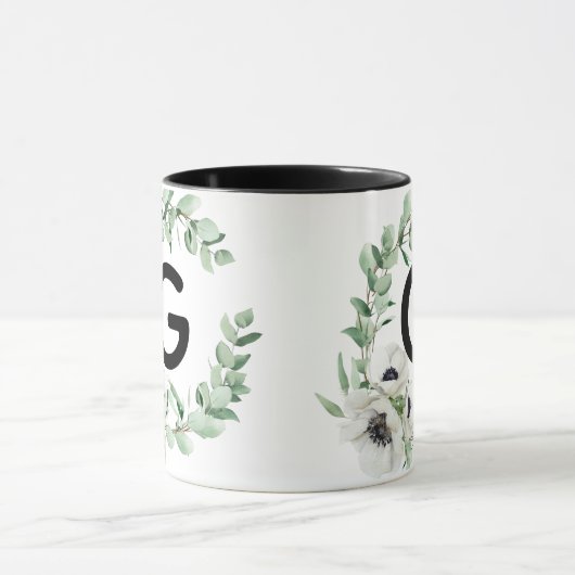 Blumen-Letter G Anfangsbuchstabe Kaffeetasse (Zentrum)
