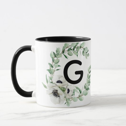 Blumen-Letter G Anfangsbuchstabe Kaffeetasse (Links)