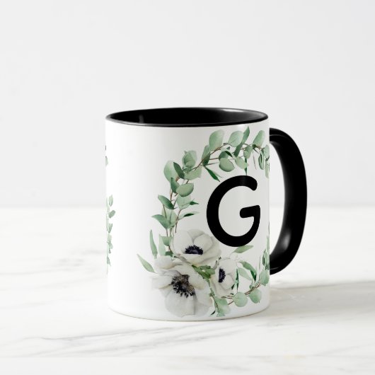 Blumen-Letter G Anfangsbuchstabe Kaffeetasse (VorderseiteRechts)