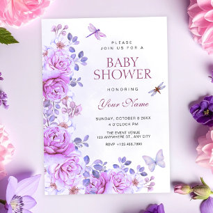 Blumen Libelle Baby Shower Einladung