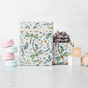 Blumen-Libellen-Farne-Blätter-Muster-Geschenk Geschenkpapier