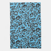 BLUMEN/LICHT BLAU & SCHWARZ KÜCHENHAND TOWEL! GESCHIRRTUCH (Vertikal)