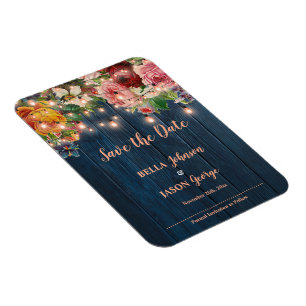 Blumen-Lichterkette Rustikale Hochzeit Save The Da Magnet