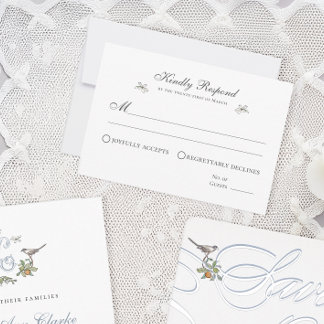 Blumen-Liebesvögel-Antwortkarte RSVP Karte