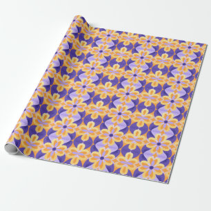 Blumen Lila Orange Gelb Geschenkpapier