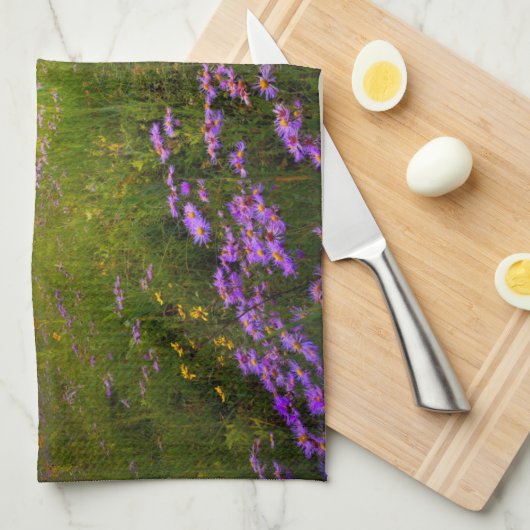 Blumen | Lila Wildblumen Colorado Geschirrtuch (Viertel Falte)