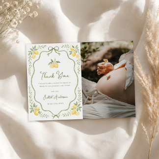 Blumen-Limonen-Zitrus-Baby-Party-Foto Dankeskarte