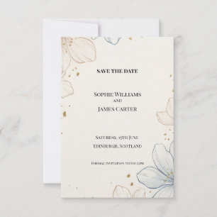 Blumen-Line-Art-Karte zur Speicherung des Hochzeit Save The Date