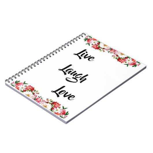 Blumen "Live, lachen, Liebe" Elegant Notizblock (Linke Seite)