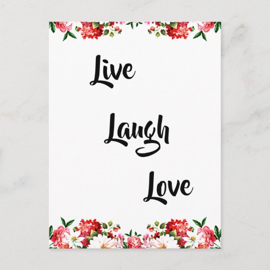 Blumen "Live, lachen, Liebe" Elegant Postkarte (Vorderseite)