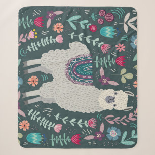 Blumen-Llama: Vintage handgezeichnete Doodles Sherpadecke