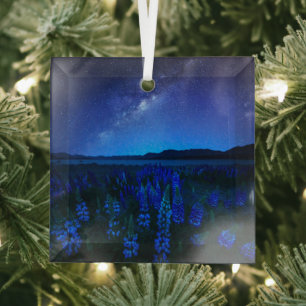 Blumen Lupinen Blühen am Nachtsee Tekapo Ornament Aus Glas