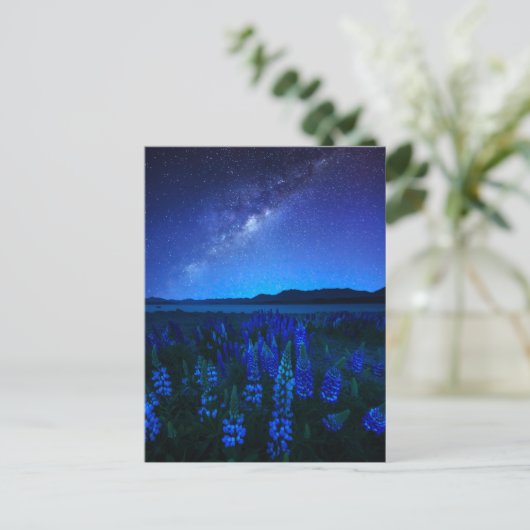 Blumen | Lupinen Blühen am Nachtsee Tekapo Postkarte (Stehend Vorderseite)