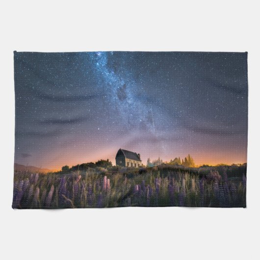 Blumen | Lupines Blühen Tekapo-See Neuseeland Geschirrtuch (Horizontal)