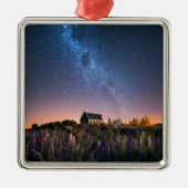 Blumen | Lupines Blühen Tekapo-See Neuseeland Ornament Aus Metall (Vorne)