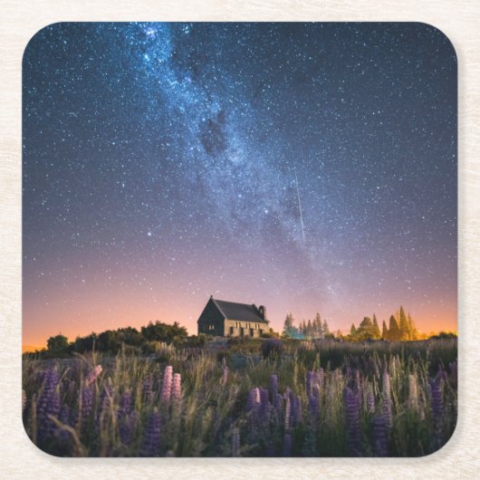 Blumen | Lupines Blühen Tekapo-See Neuseeland Rechteckiger Pappuntersetzer (Vorderseite)