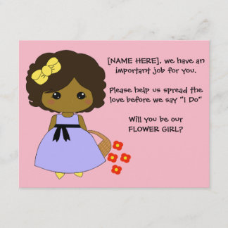 Blumen-Mädchen-Antrag-Karte - brünett Einladung
