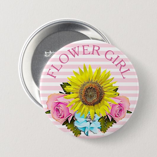 Blumen-Mädchen-Brautpartyknopf Button (Vorne & Hinten)