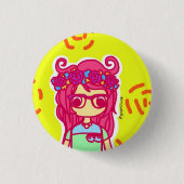 Blumen-Mädchen Button (Vorderseite)