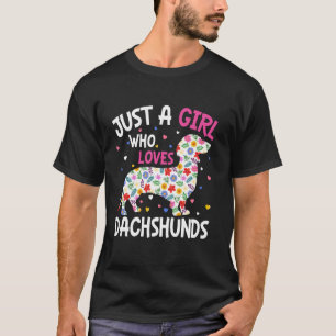 Blumen-Mädchen, das Dachshunde, Frauen liebt  T-Shirt