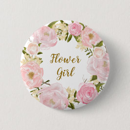 Blumen-Mädchen erröten rosa rundes mit Button