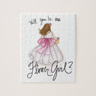 Blumen-Mädchen? Puzzlespiel-brünettes Mädchen Puzzle