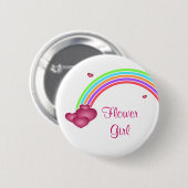 Blumen-Mädchen-Regenbogen und Herz-Knopf Button (Vorne & Hinten)