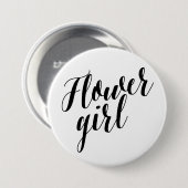 Blumen-Mädchen-Schwarz-Skript-Knopf Button (Vorne & Hinten)