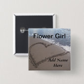 Blumen-Mädchen-Strand-Hochzeits-Knopf Button (Vorne & Hinten)