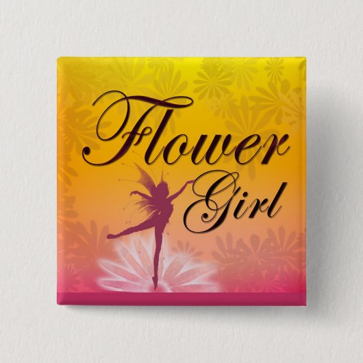 Blumen-Mädchen-Tanzen-Fee Button (Vorderseite)