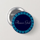 Blumen-Mädchen-Türkis-Blumen Identifikation. Knopf Button (Vorne & Hinten)