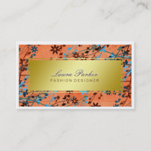 Blumen Makeup Artist Hair Stylist Orange Gold Visitenkarte