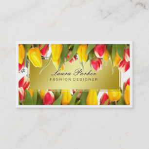 Blumen-Makeup Künstlertrappe Stylist Gold Visitenkarte