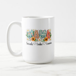 Blumen-Mama mit Kindernamen Kaffeetasse
