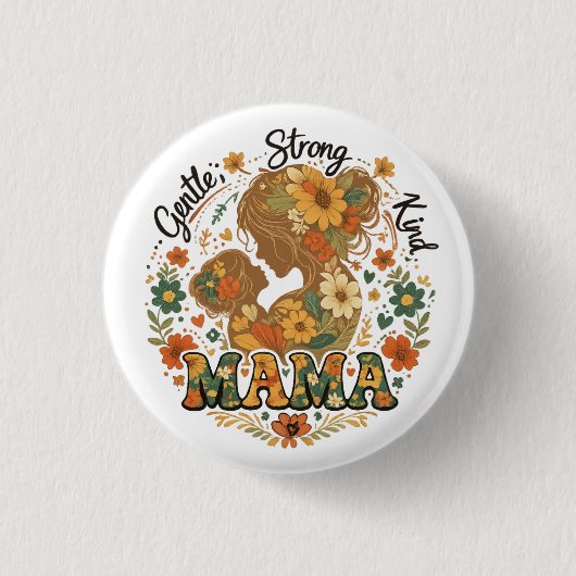 Blumen-Mama Retro-Ästhetik - Vintage M Button (Vorderseite)