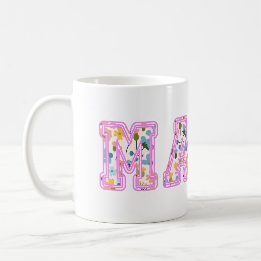 Blumen-Mama Retro-Mutter Boho-Mutter Kaffeetasse (Links)