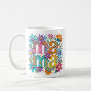 Blumen-Mama-Tasse, süße Muttitasse, rosa Blumenvas Kaffeetasse